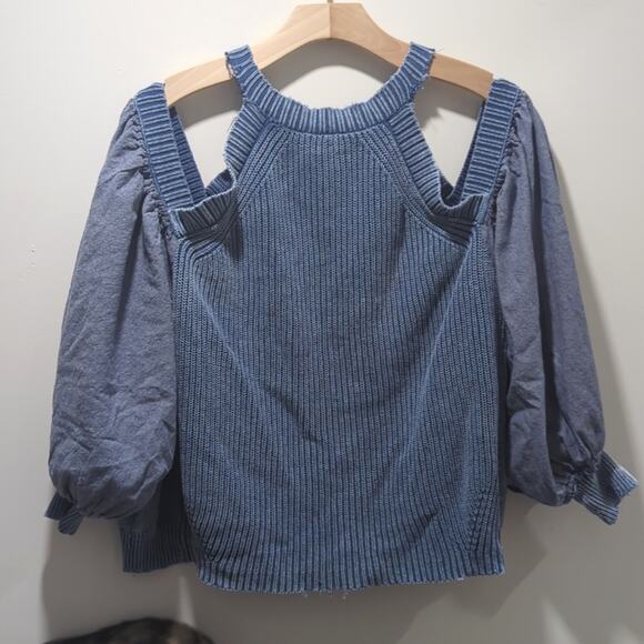 Free People Catch A Glimpse Balloon Sleeve Cold Shoulder Top Women's Size S - Picture 4 of 8